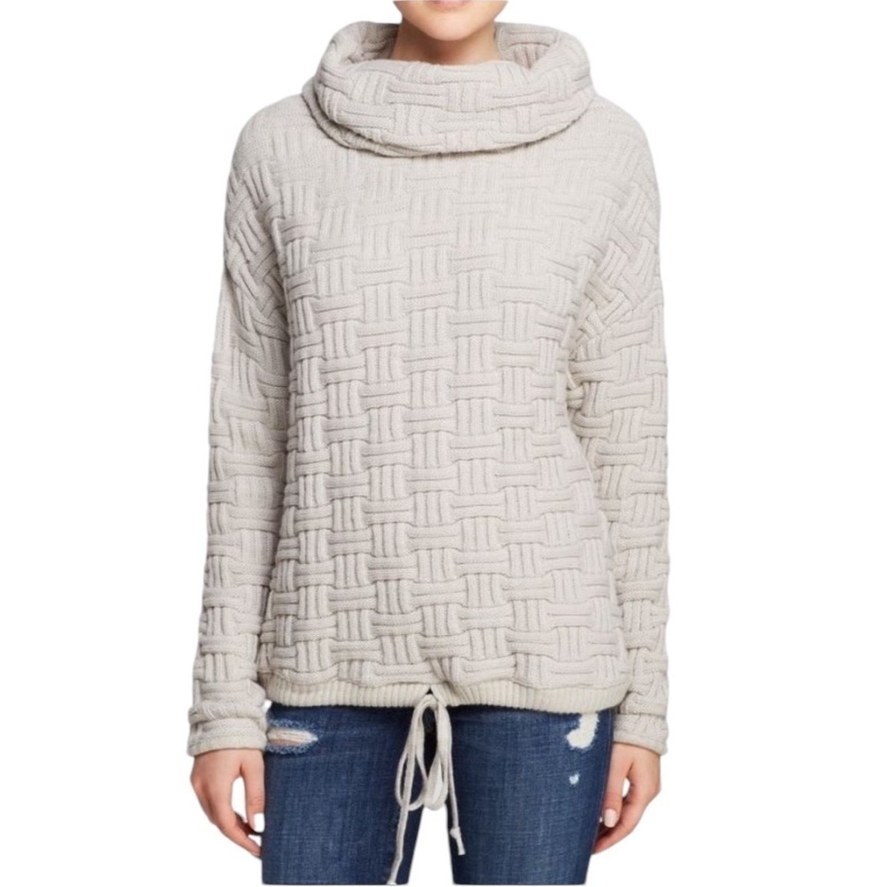 Bella Luxx Los Angeles Gray Basket Weave Cowl Neck Sweater